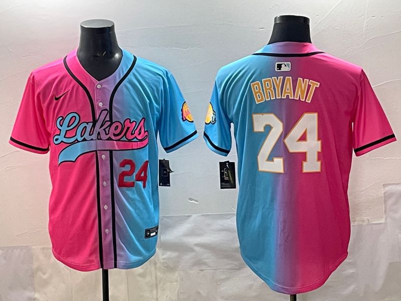 Men 2025 Los Angeles Lakers #24 Bryant Blue pink Nike NBA Jersey style 06